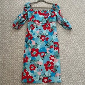 Tuckernuck Red and Blue Floral Long Sleeve Dress